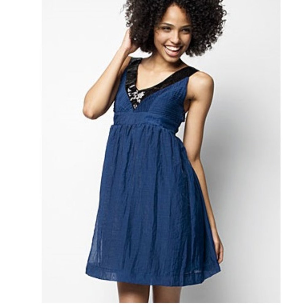 Delia's Martina V Neck Sequin Navy Party Dress
